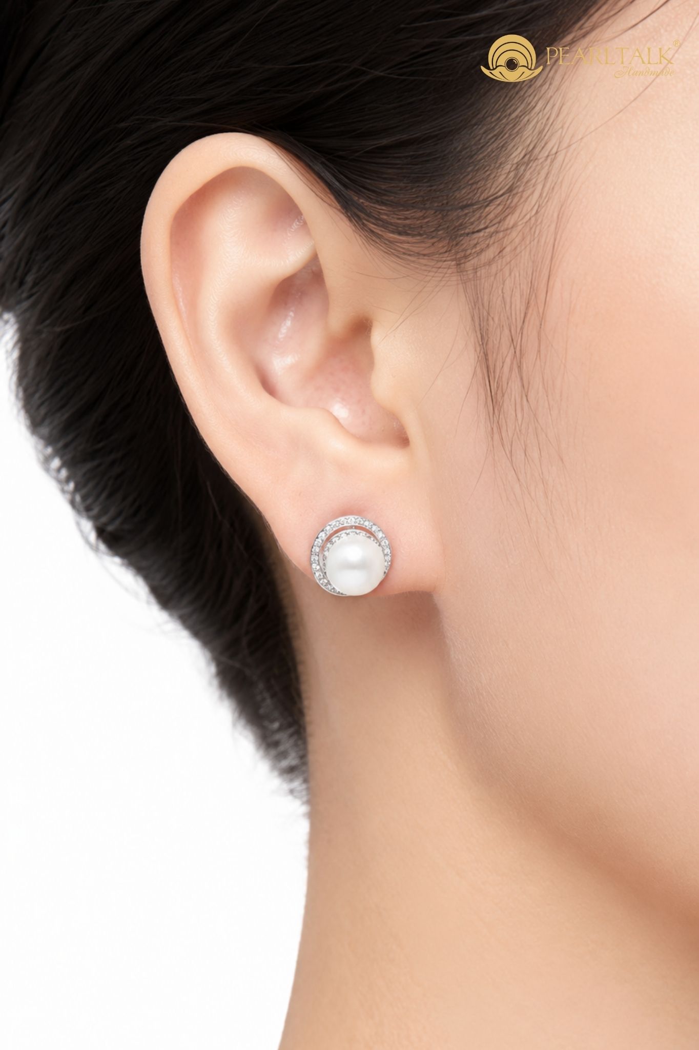 BÔNG TAI NGỌC TRAI TRẮNG FRESHWATER 8MM